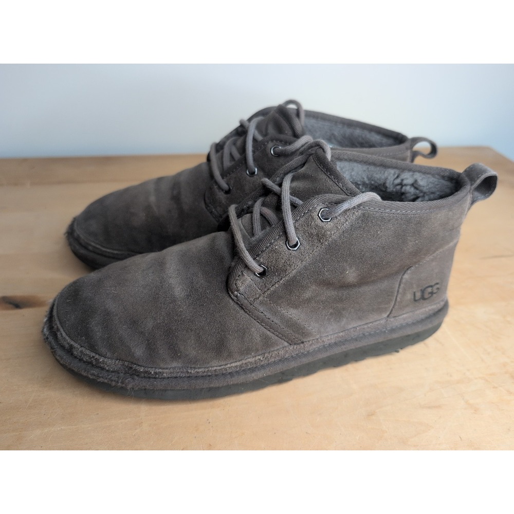UGG Gray Neumel Suede Fur Lined Lace-Up Chukka Boots Men's 11 Shearling S/N 3236